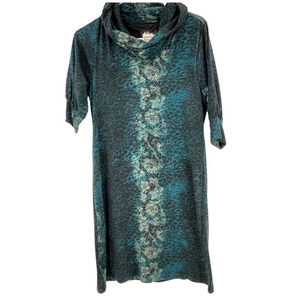 AGB Dress Womens Small Green Snakeskin Print Stretch Cowl Neck Lined Ladies